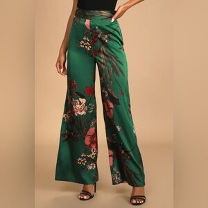 NWT lulu’s Satin Wide-Leg Pants